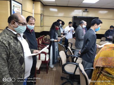 Swachhta Pledge being administered by all senior officers in the Department on 16.02.2021