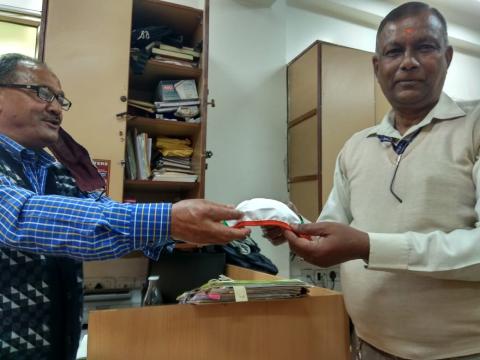 Distribution of Masks, Sanitizer, soaps and other hygiene related products during Swachhta Pakhwada in the Department on 17.02.2021