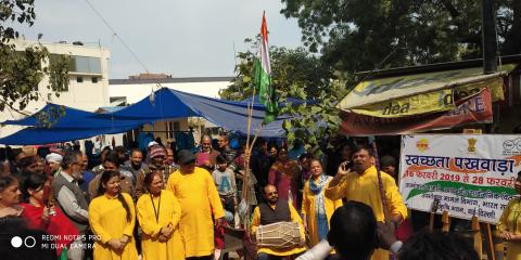 Nukkad Natak during Swachhata Pakhwada at NDMC market, opposite Krishi Bhawan, New Delhi on 27 Feb 2019